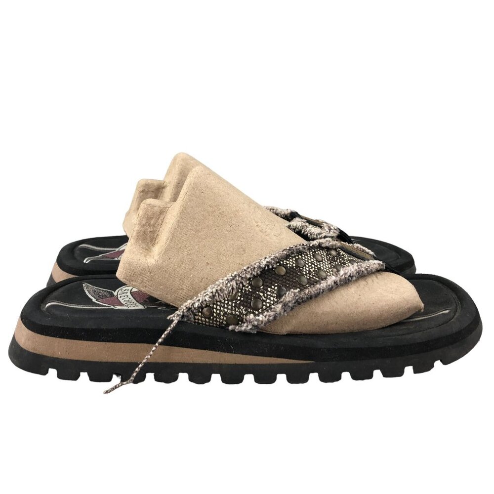 Skechers Women's Size 7** 90's Y2K Bronze Black Studded Open Toe Flip Flops